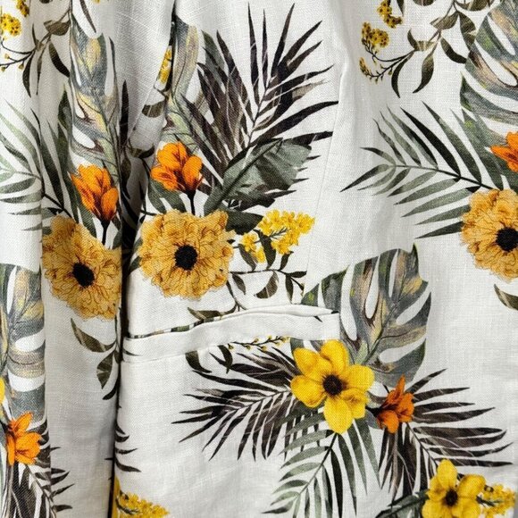Contemporaine Par Simons Linen Tropical Floral Hawaiian Lined Blazer Size 8 EUC - Picture 2 of 8